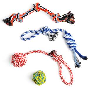 TwoEar Dog Rope Toy 4 Pack - Puppy Teething Toys for Small Breed - Indestructible Dog Chew Toys for Aggressive Chewers - Cotton Tug of War Dog Toys for Boredom, Teeth Clean