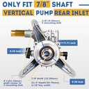 TOOLCY 7/8" Shaft Vertical Pressure Washer Pump - Rear Inlet/Outlet Max 3100 PSI @ 2.5 GPM OEM & Power Washer Pump for Gas Washer, Replacement for Simpson, Honda etc
