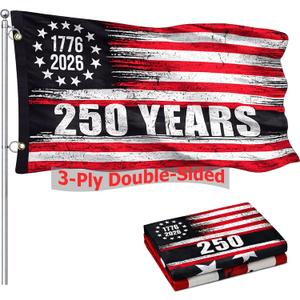 250 Anniversary USA Flag, 3x5 Ft Double-Sided, 1776-2026 USA 250 Years of Freedom Flag, Patriotic Yard & House Banner for 4th of July