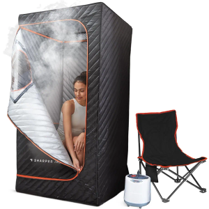 Sharper Image® Steam Sauna Portable Spa – Home Sauna Tent with Steam Generator & Folding Chair| Relaxation, Circulation & Recovery| Lightweight Portable Indoor Sauna Box for Home| Wellness Gift