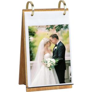 ZEEYUAN 4x6 Photo Frame Flip Photo Album on Stand Vertical Display for Tabletop, 60 PVC Pockets of 4x6 Photo Album Flip Picture Frame