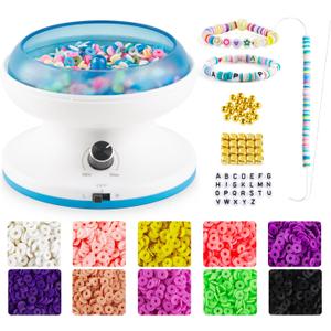 ORNUNIQ Electric Clay Bead Spinner for Jewelry Making, Bead Bowl with Needle and Thread, Ideal for Crafting Bracelets or Necklaces, Clay Bead Tool