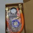 Brass RV Winterizing Kit with Pressure Guage, 17 Inch Garden Hose with 3/4" GHT Blow Out Fitting Adaptor & 1/4" NPT Quick Connect Plug, Sprinkler Blowout Adapter for Camper, Travel Trailer