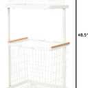 Laundry Cart, White | With Wheels, Home Laundry Baskets, Storage Hamper, Clothes Organizer, 11.4 x 15.7 x 37 inches
