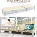 AX Waber Dual Monitor Riser - Adjustable Length & Angle, Wooden Stand for 2 Monitors with Storage