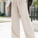 EVALESS Women's Wide Leg Pants High Waisted Business Work Casual Trousers 2026 Summer Comfy Palazzo Pants with Pockets (Purple, L)