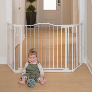 Toddleroo by North States - Deluxe Dcor Universal Fit Safety Gate: Hardware Mounted Extra Wide Metal Baby Gate with Tall Baseboard Mounts, Adjustable Child Gate; 38.3" to 72" Wide; 30" Tall; White