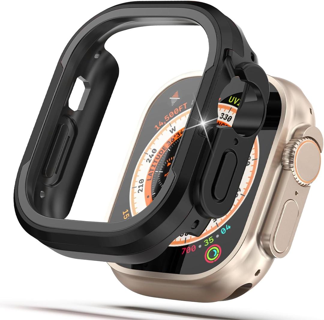 Metal Bumper Fit for Apple Watch Ultra 3 49mm Case Cover for iWatch Ultra 3/2/1 Watch Case 49mm, Matte Aluminum Bezel + Soft TPU Bumper Max Anti-Scratch & Military-Grade Protective Cover