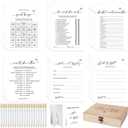 Silipull Bridal Shower Games Set for 50 Guests Includes Bingo, He Said She Said, Scramble, Would She Rather, Advice and Wishes Wedding Games Double Sided with Wooden Box, 20 Pencils(Minimalist)
