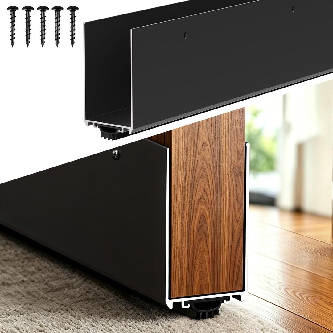Keneton 36" Metal Door Sweep with Kick Plate for 1-3/4" Thick Standard Exterior Doors, Aluminum and Vinyl U-Shape Screw-on Draft Stopper for Bottom, Blocks Dust, Insects & Drafts Saves Energy(Black)