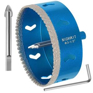 3-1/2 Inch Diamond Hole Saw Bits with Pilot Drill Bit, 3-1/2" Serrated Brazing Tile Hole Saw Diamond Tipped Drill Bits for Porcelain Tile Ceramic Stone Granite Marble Glass Bottles