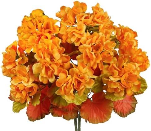 CISDUEO 2 Pcs Fall Flowers Artificial for Outdoors Decoration Fake Geraniums Yellow Faux Flowers for Outdoor Planters Realistic Faux Mums for Front Door Porch Autumn Garden Patio Balcony Yard Indoor