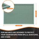 ZJWZLG Bar Mat - 18"X12"(2 Pcs) Rubber Bar Mats for Countertop & Dish Drying, Non-Slip Bartender Mat with Airflow Design for Home Bar, Cocktail Set, Kitchen & Outdoor Use (Green)