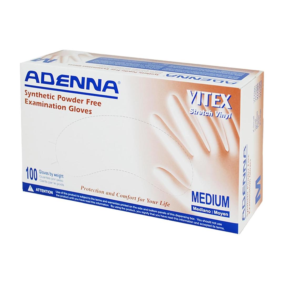 Adenna Vitex 4 mil Vinyl Powder Free Exam Gloves (Cream, Medium) Box of 100