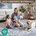 UKISS Washable Rugs 8'x10' Area Rugs for Living Room ，Ultra Soft Faux Silky Rug for Bedroom, Vintage Large Area Rug，Non Slip&Non-Shedding Low Pile Large Carpets for Home Office Decor Blue