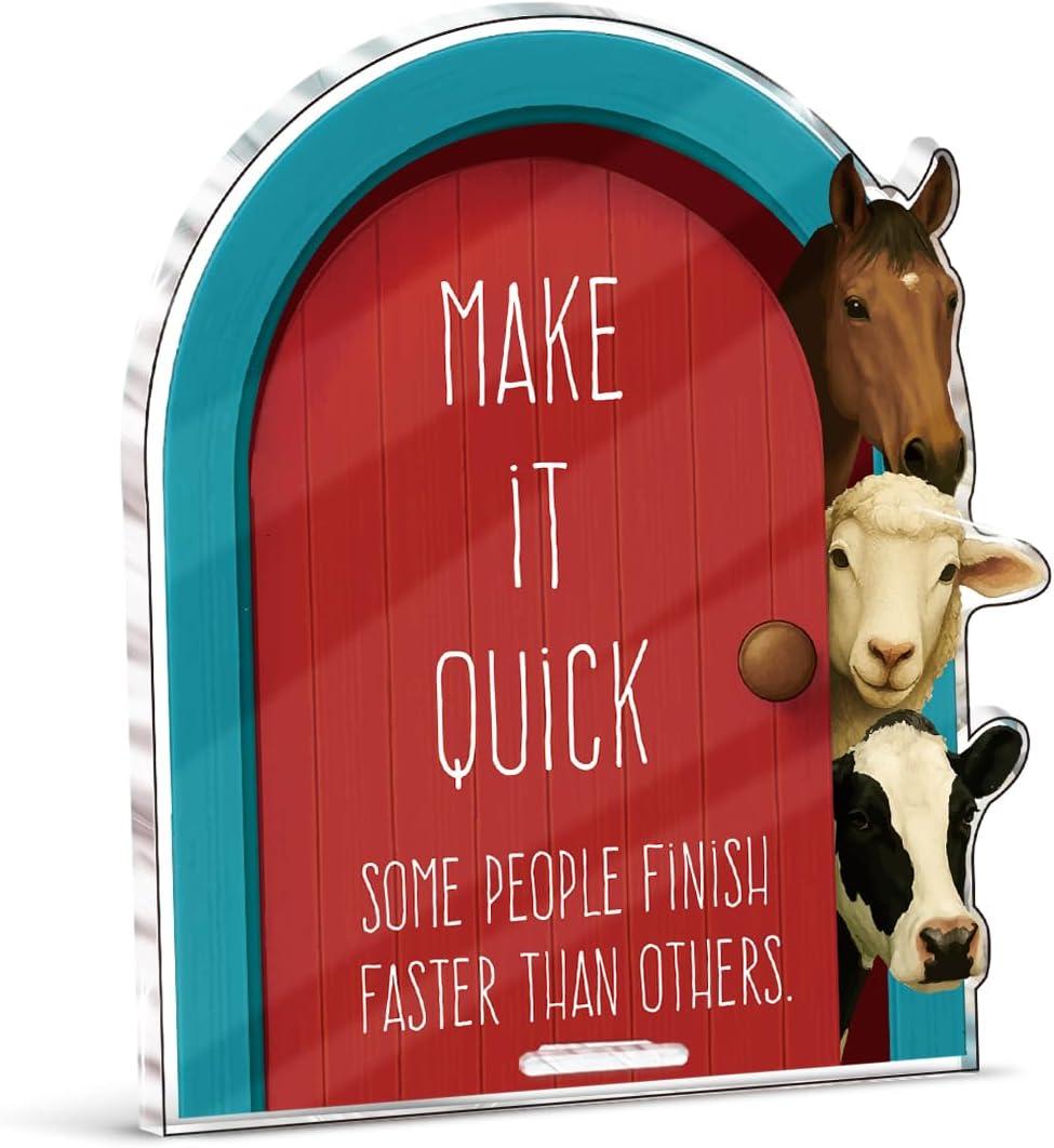 Funny Farmhouse Bathroom Decor - Funny Farm Animals Bathroom Sign for Restroom Shelves Toilet Tank Decor - Make It Quick Sign