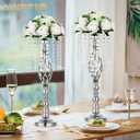 Nuptio 10 Pcs Silver Wedding Centerpieces Flower Stand, 21.7in/55cm Height Wedding Road Lead Flower Vases, Crystal Artificial Flower Arrangements for Wedding Party Birthday Event Reception Home Decor