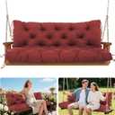 Porch Swing Cushions, Waterproof Outdoor Swing Cushions for Patio Furniture with Backresk, 2-3 Seater Thickened Patio Swing Replacement Cushion 6040 (Wine Red)