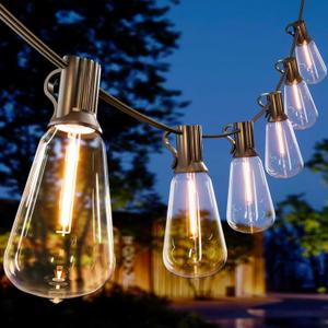 Outdoor String Lights 20FT - LED Waterproof Patio Lights Shatterproof ST38 Edison Bulbs, Connectable Hanging Vintage Lights for Outside Indoor Garden Backyard Deck Porch Party Decor (20FT(No Remote))