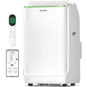 ZAFRO 16, 000 BTU (12, 000 BTU SACC) Portable Air Conditioners, Ultra Quiet(42dB) Dual Duct Smart AC with Drainage-free Cooling/ 24Hrs Timer/ APP/ Remote/ Cool, Fan & Dehumidifier Modes for Indoor Rooms