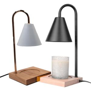 NOCTILICUA Electric Candle Warmer Lamp, Dimmer, Timer, Wooden Base with Black Stand, Black Shade, gift for Mother's Day, birthday, Christmas, Thanksgiving, Room Decor, Scented Wax Jar Candle Warmer (Midnight)