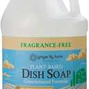 Ginger Lily Farms Botanicals PlantBased Liquid Dish Soap, Concentrated Formula with Max Grease Cleaning Power, CrueltyFree, FragranceFree, 1 Gallon Refill (128 Fl. Oz.), Clear