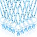 Coume 60 Pieces Baby Shower Pacifiers Necklace Acrylic Pacifiers Necklace Charm Party Favors for Girls Boys Baby Shower Party Decorations Table Scatter(Boy Style,Blue)