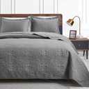 Love's cabin Oversized King Size Quilt Bedding Set Grey Bedspreads - Oversized King Lightweight Bedspread Comforter - Coin Pattern Coverlet for All Season - 3 Pieces (1 Quilt, 2 Pillow Shams)