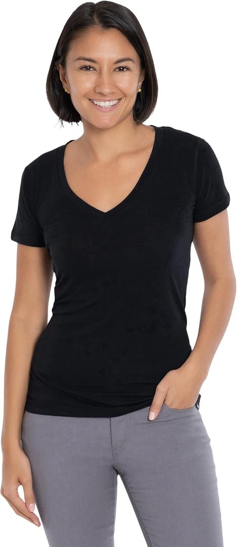 Everyday Merino Women's V-Neck Tee, Black, Large