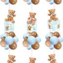 Lenwen 6 Sets Blue Bear Decorations for Baby Shower, Baby Letter Boxes Baby Shower Table Centerpieces Bear Stuffed Animals Balloon with Stand Bear Plush Toy Baby Boxes for Birthday Party Wedding