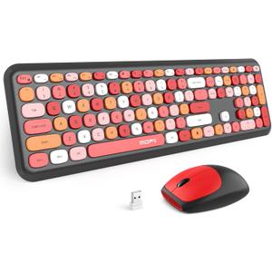 MOFII Wireless Keyboard and Mouse Combo Silent, Slim Compact 2.4G USB Full Size, Cute Keyboard 110 Keys for PC, Notebook, MacBook, Tablet, Laptop, Windows System (Black Colorful)