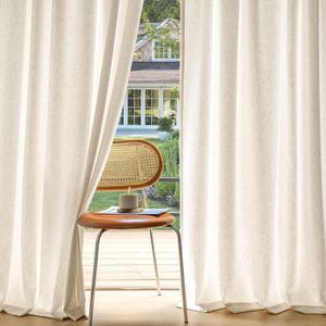MIULEE Non-See-Through Privacy Linen Curtains 2 Panels, Light Filtering Window Curtains Farmhouse Textured Back Tab Semi Sheer Drapes for Bedroom Living Room, 52 x 90 Inches Long, Cream Ivory