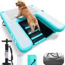Inflatable Large Dog Water Ramp Float Floating Ramp-Swimming Pets Up to 200 Pounds Large Dogs-Inflatable Stairs for Boats, Docks, with Pump/Rope/Repair Kit - PVC Anti-Slip Fabric