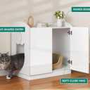 YITAHOME Hidden Cat Litter Box Enclosure, 31 Inch Litter Box Furniture with Hooks for Large Medium Cats, High-Gloss Wooden Cat Cabinet for Indoor Cats, White