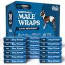 Comfortable Male Dog Diapers - 30-Pack Super Absorbent Disposable Male Dog Wraps- FlashDry Gel Technology, Wetness Indicator Doggie Diapers- Leakproof Belly Wraps for Incontinence, Excitable Urination