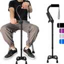 AOHHL Quad Walking Cane Foldable Adjustable Portable Stick Men & Women and Seniors - Lightweight & Sturdy with 4-Pronged Base for Extra Stability Balance,Self Standing Gifts for mom Dad