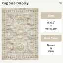 Soalmost Washable Area Rug 8x10, Large Soft Rugs for Living Room Vintage 8x10 Area Rugs for Bedroom Dining Room Non-Slip Stain Resistant Under Table Brown Pink Rug