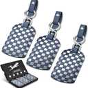 Luggage Tags for Suitcases Travel Accessories: Leather Luggage Tag 3 Pack TSA Approved, Airplane Travel Essentials for Men, Bag Tags for Luggage Long Flight Must Haves Travels Gifts Airport Essentials (Gray-blue+silver)