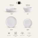 Stone Lain Lauren Modern Stoneware 32-piece Round Dinnerware Set, Plates and Bowls Set, Dish set for 8, Off White