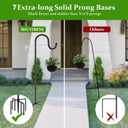 60" Shepherds Hooks for Outdoor, Heavy Duty Bird Feeder Pole for Hanging Lantern, Hummingbird Feeder, 7 Prongs Base Shepherds Hook for Bird Feeders Outside,1 Pack, Black