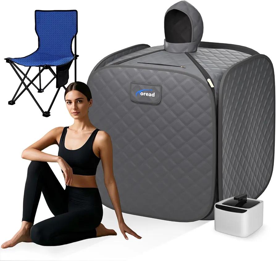 TOREAD Portable Steam Sauna for Home Spa, at Home Folding Steam Sauna with 1000W 2.8L Generator and Remote Control, Fast Heating in 6 Min Home Sauna Tent for Relaxation (Green)