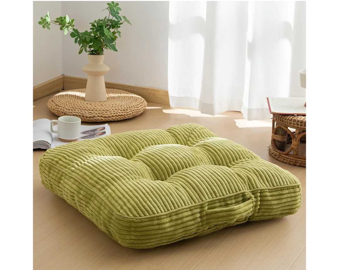 HIGOGOGO Washable Floor Pillow Cushion for Adults, Meditation Cushion Pillow, Large Square Floor Sitting, Removable Tufted Corduroy Cover, for Tatami Living Room or Yoga, 22x22 Inch, Machine Washable
