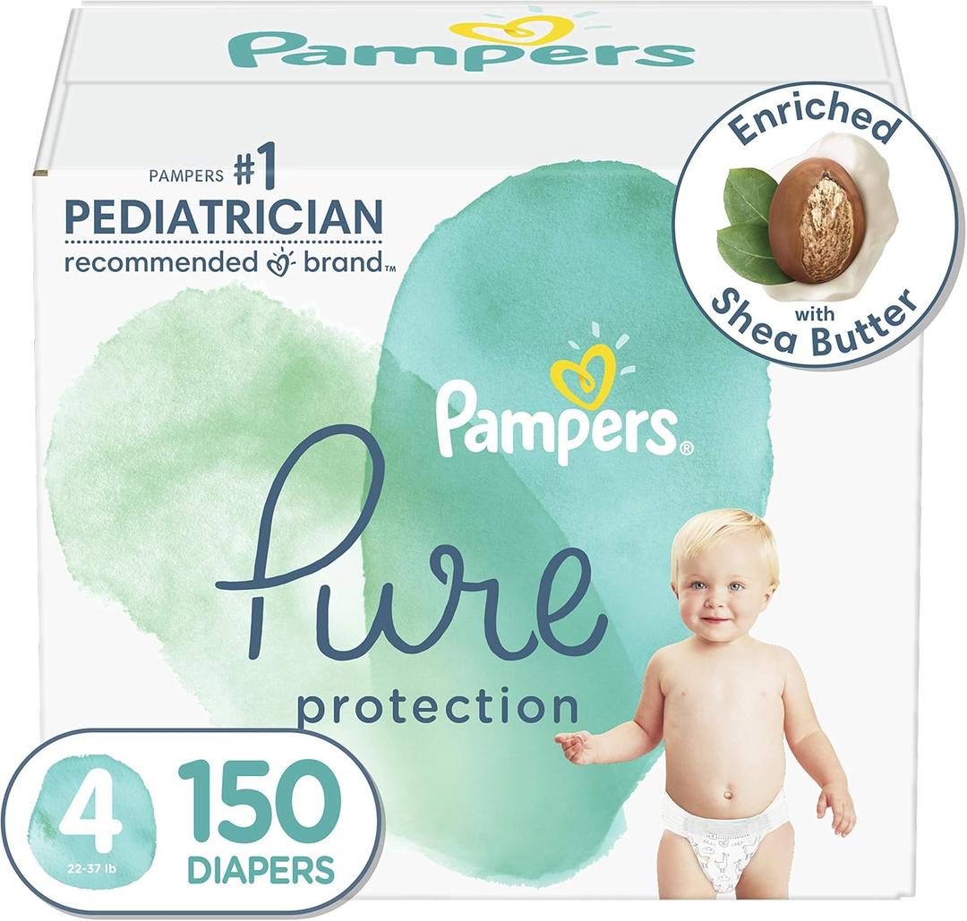 Diapers Size 4, 150 Count - Pampers Pure Protection Disposable Diapers