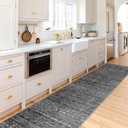 Moroccan Washable Hallway Runner Rug - 2'6"x12' Kitchen Rugs for Living Room Bedroom with Non Slip Floor Carpet Soft Low Pile Floor Mat Thin Hallway Runner Rug 2'6"x12' Black