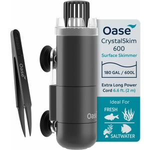 OASE CrystalSkim 600 Surface Skimmer for Freshwater and Marine Aquariums  Compact Internal Filter for Film Oil and Debris Removal, Quiet, Adjustable Flow, Shrimp-Safe, for Tanks up to 160 Gal / 600 L