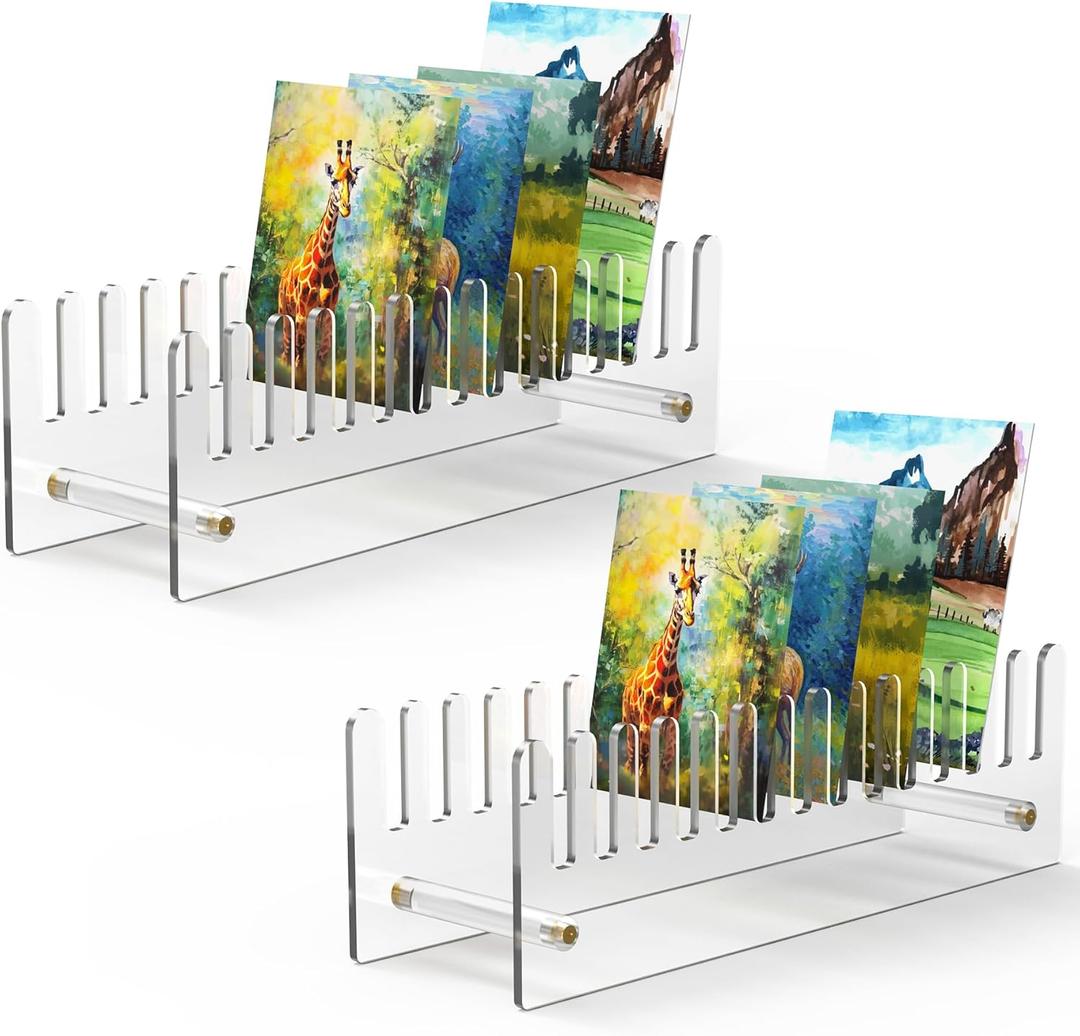 3 x NiHome 2PCS Acrylic Display Stands for Greeting Cards, DIY Crafts, Ziploc Bag Drying, Durable & Stylish Multi-Purpose Racks for Retail or Home Use, Easy to Assemble & Space-Saving Design (Clear)