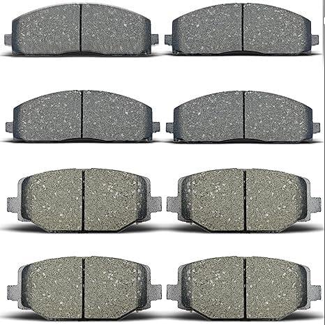 8pcs Ceramic Brake Pads Fit for 2012-2016 Chrysler Town & Country, 2012-2019 Dodge Journey,2012-2019 Dodge Grand Caravan,2012-2015 Ram C/V, 2012 2014 Volkswagen Routan