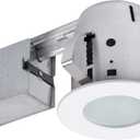 Globe Electric 90663, 4" Flush Round Trim Recessed Lighting Kit Tempered Frosted Glass, White, 3.88" Hole Size, Bulb Not Included (1-Pack)