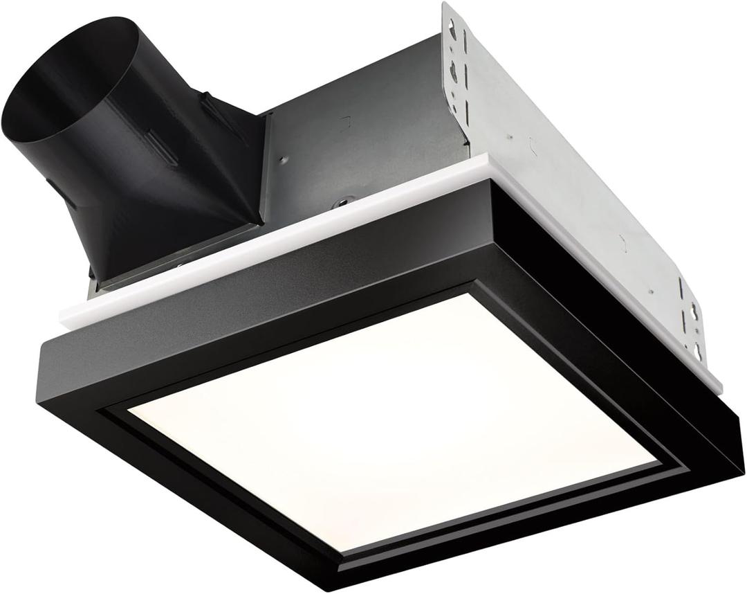 Broan-NuTone 110 CFM Decorative Bathroom Exhaust Fan with LED Light and Matte Black Trim