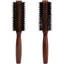 Round Boar Bristle Hair Brush with Wooden Handle Ideal for Styling Medium to Long Hair Thick, Fine, Curly, Or Straight Hair, Enhances Volume and Shine, Brown